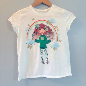 Girls Childrens Place Lg 10/12 White Tee St. Patrick's Day Shirt with Rainbow